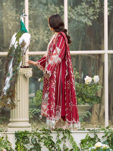 Eid Collection BIN ILYAS Embroidered lawn Three Piece BIL-06 Red