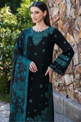 BATIK-3PC EMBROIDERED SHIRT WITH COURTRAI PRINTED SHAWL AND TROUSER-BIC-4391