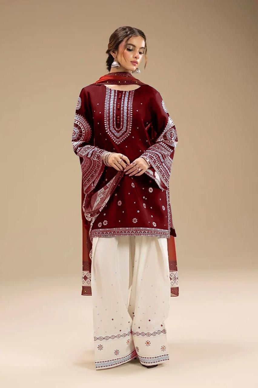 JAZIM UNSTITCHED 3PC Lawn EMBROIDERED WITH DIGITAL PRINT SHAWL