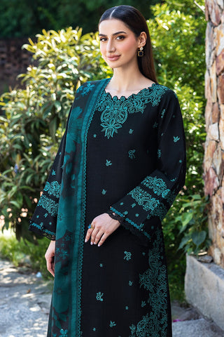 BATIK-3PC EMBROIDERED SHIRT WITH COURTRAI PRINTED SHAWL AND TROUSER-BIC-4391