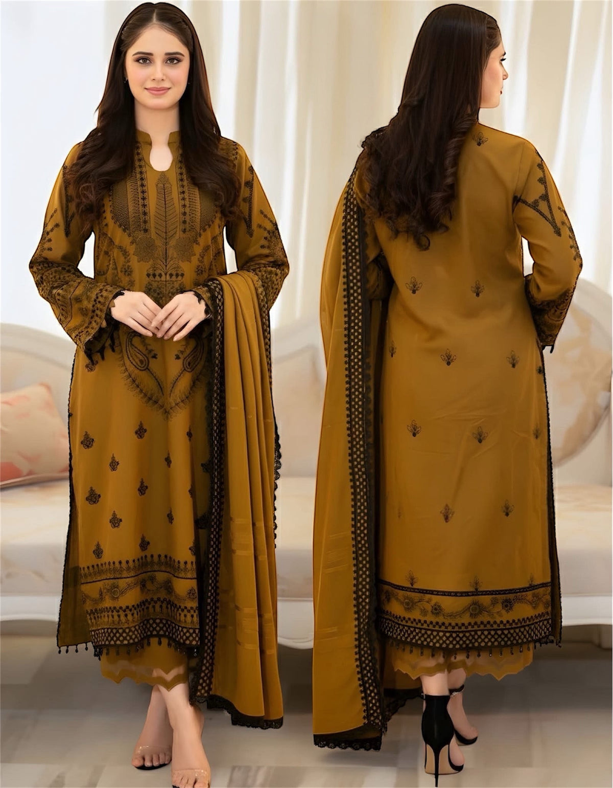 LIBAS HAEVY EMB LAWN UNSTICHED 3PC