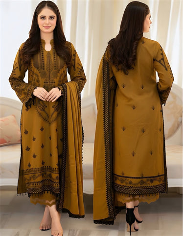 LIBAS HAEVY EMB LAWN UNSTICHED 3PC