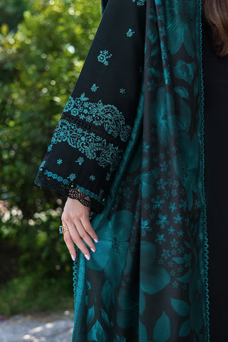 BATIK-3PC EMBROIDERED SHIRT WITH COURTRAI PRINTED SHAWL AND TROUSER-BIC-4391