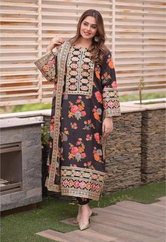 FMC LAWN EMB UNSTICHED 3PC