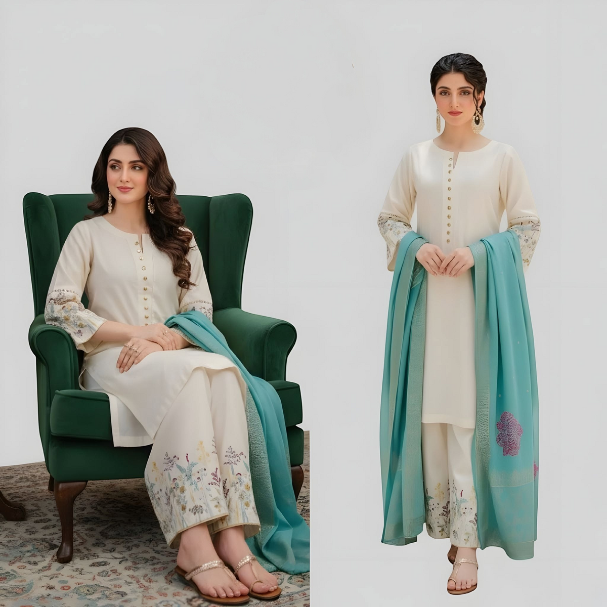 FMC LAWN EMB UNSTICHED 3PC