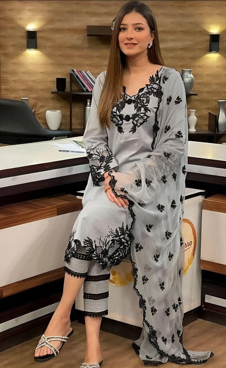 Aizal – EC668 | Unstitched | Embroidered 3 Piece
