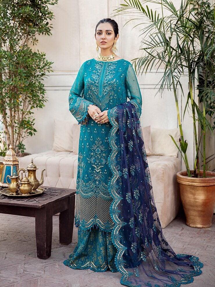 Iznik 3PC Embroidered Lawn with Chiffon Emb Dupatta