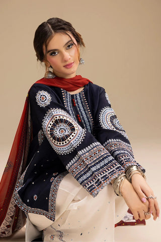 JAZIM UNSTITCHED 3PC Lawn EMBROIDERED WITH DIGITAL PRINT SHAWL